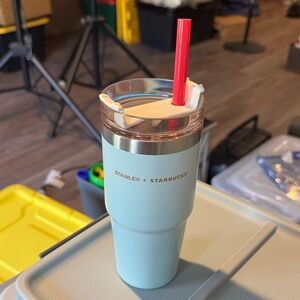 Small Light Blue Stanley Starbucks  with Red Straw